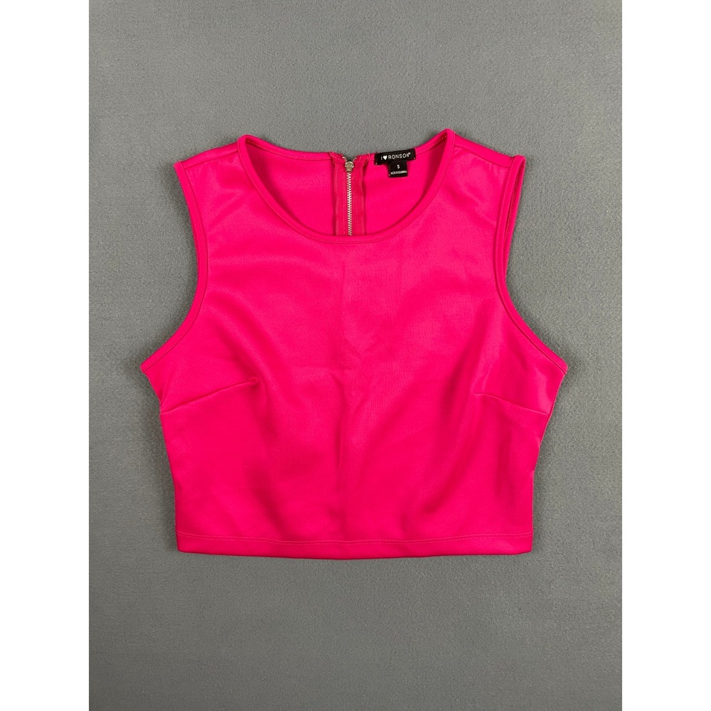 Y2K Hot Pink Bodycon Crop Top Neon Club Kid Barbiecore Sleeveless Small